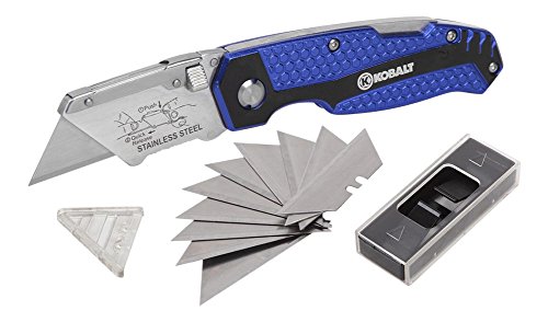 Kobalt Utility Knife & 11 Blades, Foldable Speed Release Quick Change Box Cutter